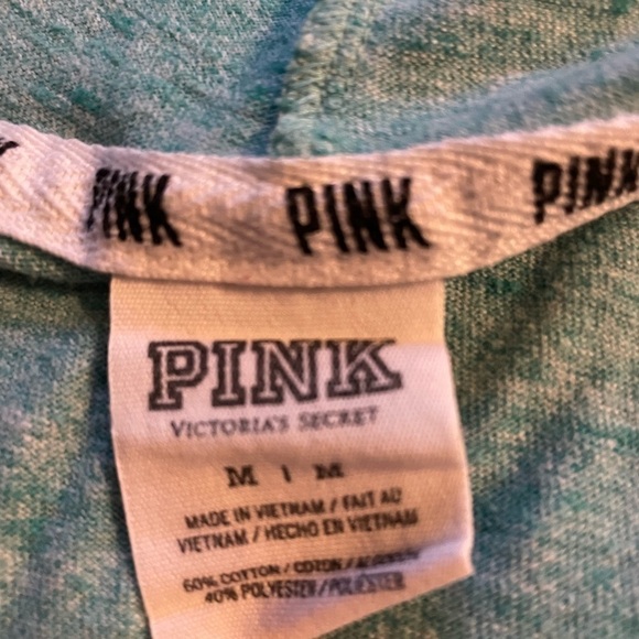 PINK Victoria’s Secret light weight full zip up green hoodie - Picture 2 of 3